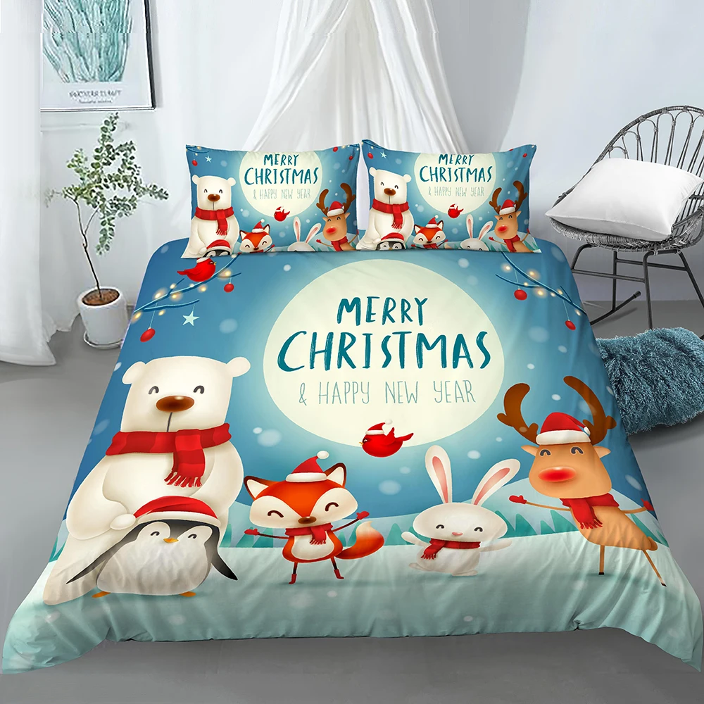 

2020 Christmas Bedding Set Santa Claus Duvet Cover with 1/2Pcs Pillowcase Comforter Quilt Cover Home Textiles Christmas Gift