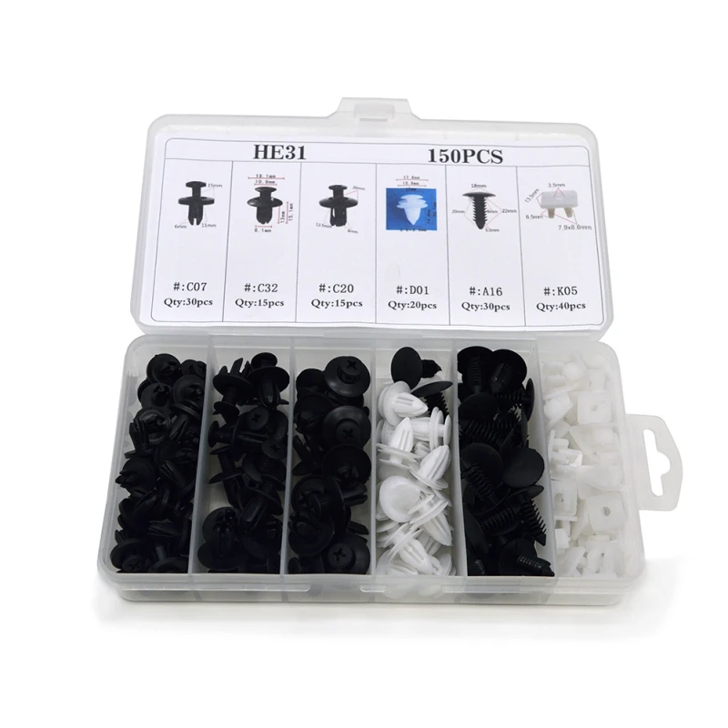 

340/150/100pcs Universal Car Bumper Fender Hole Black Plastic Rivets Clip Fasteners Auto Accessories 2020