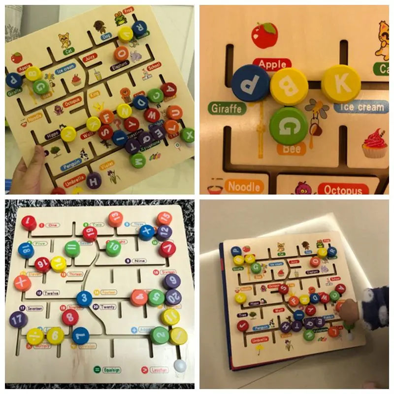 

Sliding Maze Puzzle Early Learning Letter&Numbers Spelling Montessori Toys Hand Crafted Wood Puzzles Kids Toy