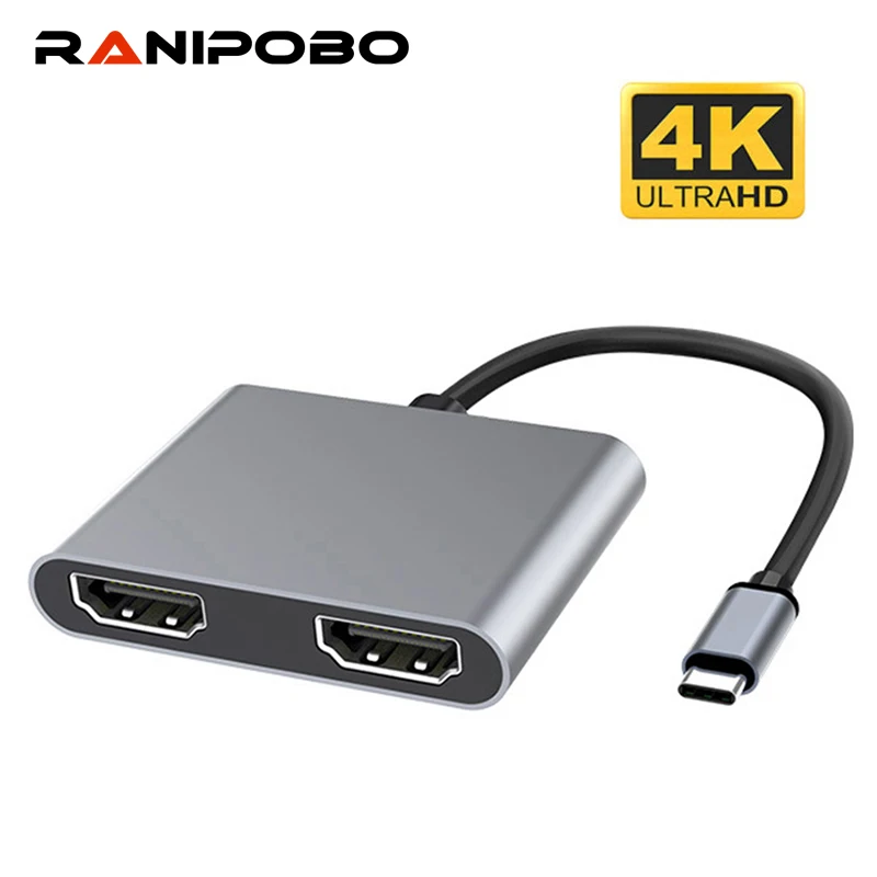 Адаптер-передатчик 4K HD Type C на двойной HDMI-совместимый концентратор 5 Гбит/с