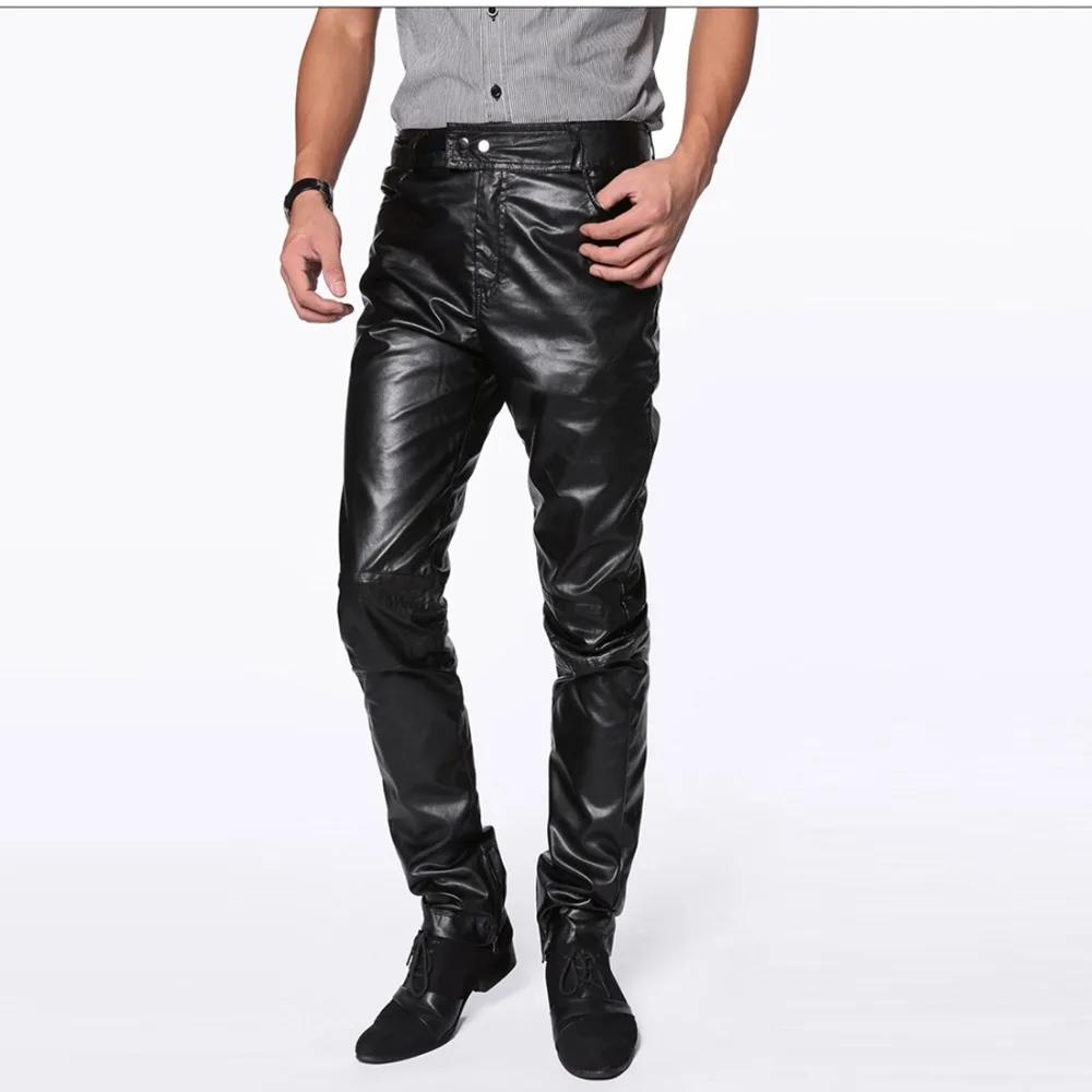Дизайнерские мужские кожаные брюки до и после молнии Узкие Pantalon Homme брюки-карго