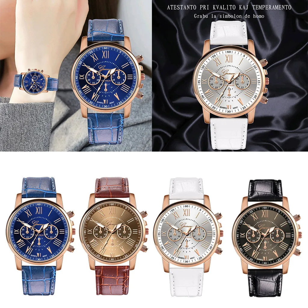 

New Fashion Women Leather Band Quartz Analog Wrist Watch Reloj Watches For Women Reloj Mujer free ship