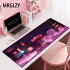 Розовый японский неоновый коврик для мыши MRGLZY, геймерский Настольный коврик большого размера M, L, XL, XXL, компьютерные игровые периферийные аксессуары, коврик для мыши, коврик для Csgo