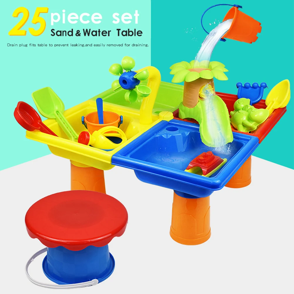 

25pcs Sand Water Table Plastic Shovel Digging Pit Kids Gift Outdoor Games Sandglass Play Seaside Funny Beach Toy Set Summer