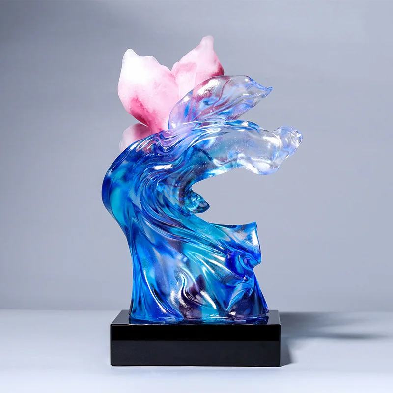 Flor de cristal de Magnolia hecha a mano para decoraci&oacute;n del hogar, cristal original de alta calidad, decoraci&oacute;n de escritorio-3
