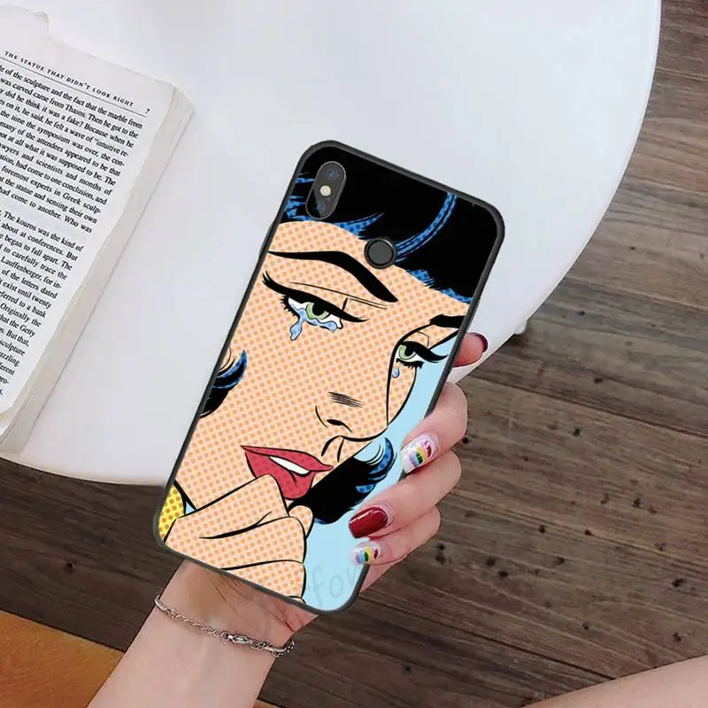 

Retro crying girl fashion poster luxury Phone Case coque For Xiaomi Redmi note 7 8 9 t k30 max3 9 s 10 pro lite protective shell