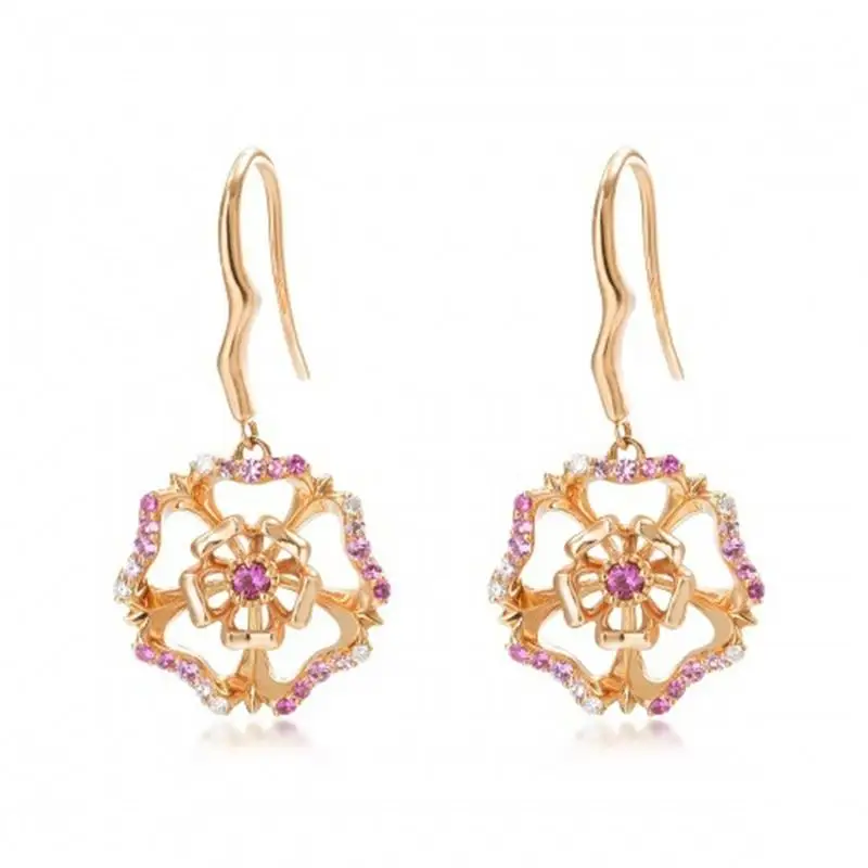 

14K Yellow Gold Diamond Earrings for Women Luxury Gemstone Topaz Wedding Bizuteria Garnet Drop Earring Jewelry Orecchini Female