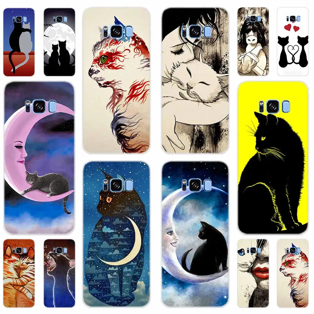 

cat art sweet kiss Soft Silicone Case For Samsung S21 S22 S20 S11 S10 S9 S8 Plus Ultra lite fe 11e 10e Cover 5G
