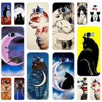 cat art sweet kiss soft silicone case for samsung s21 s22 s20 s11 s10 s9 s8 plus ultra lite fe 11e 10e cover 5g