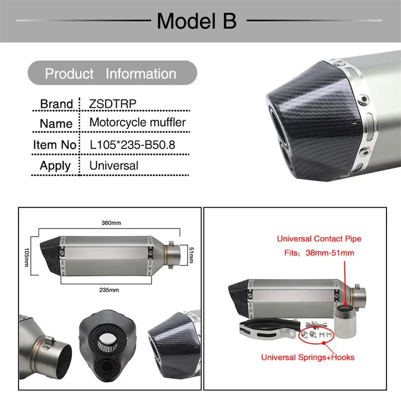 Alconstar мотоцикл модифицированный два отверстия AK глушитель с 35-51 мм разъем