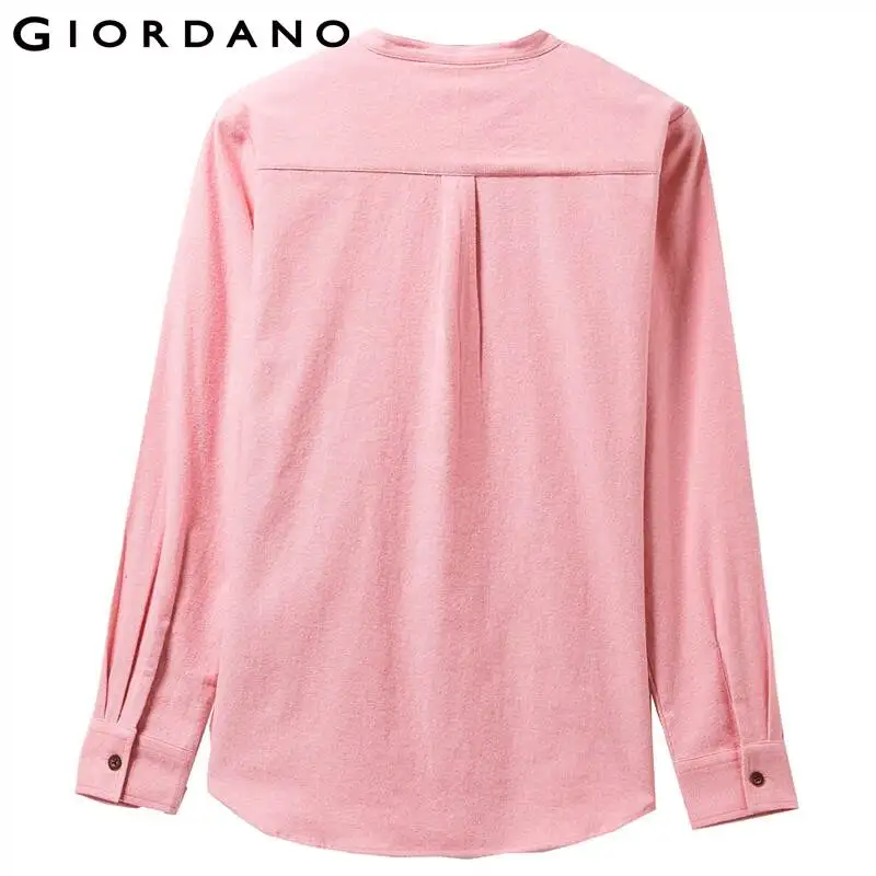 Женские Фланелевые блузки Giordano с длинным рукавом и круглым вырезом мягкие