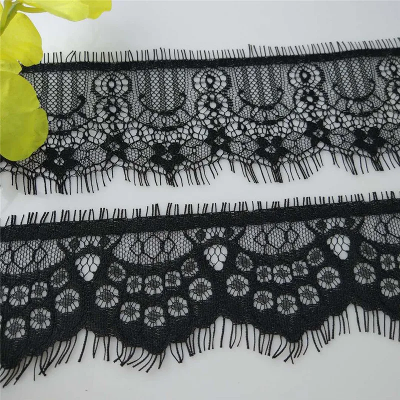 

Nylon Eyelash Lace Fabric 7 cm Wide DIY Decorative High Quality Soft Sewing Lace Trim Wedding For Dress Webbing Decoration