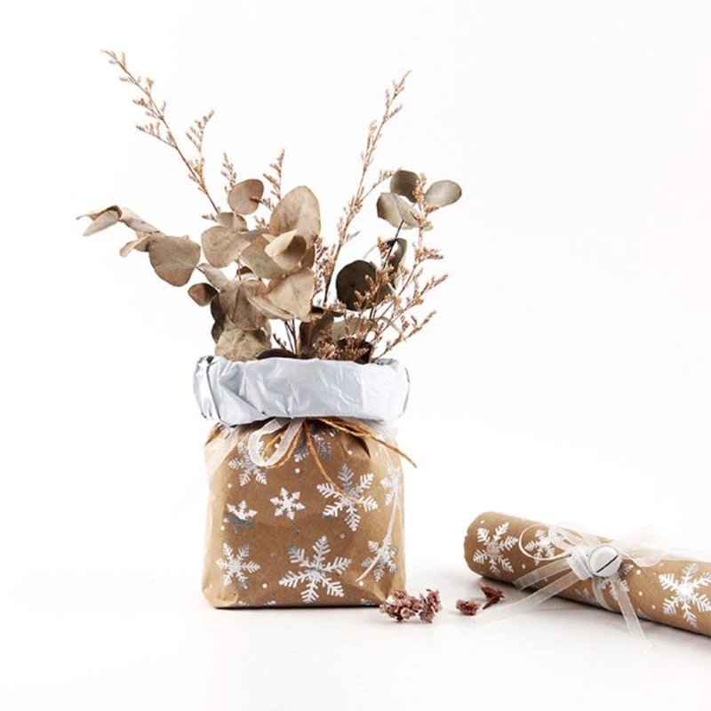 

5 Sheets 70x50cm Christmas Element Gifts Wrapping Paper DIY Present Packing Kraft Wraps for Birthday Xmas Party Holidays