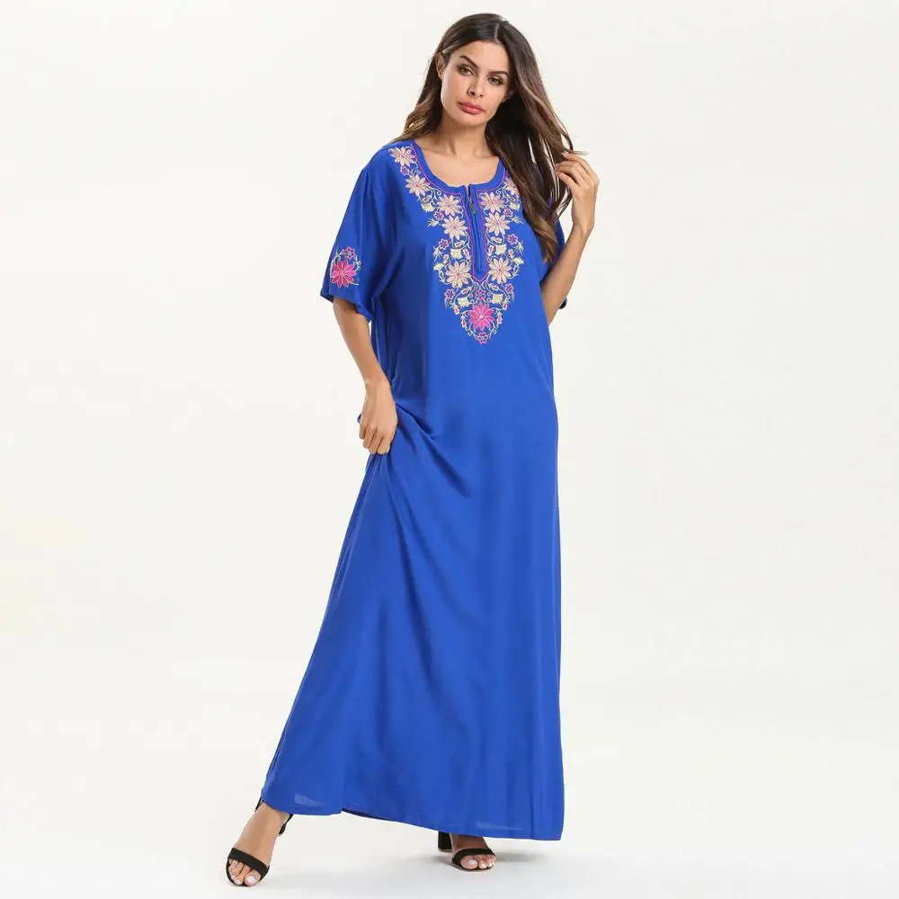 

Woman's dress Super long Embroidered ankle woman's gown Summer style long dress