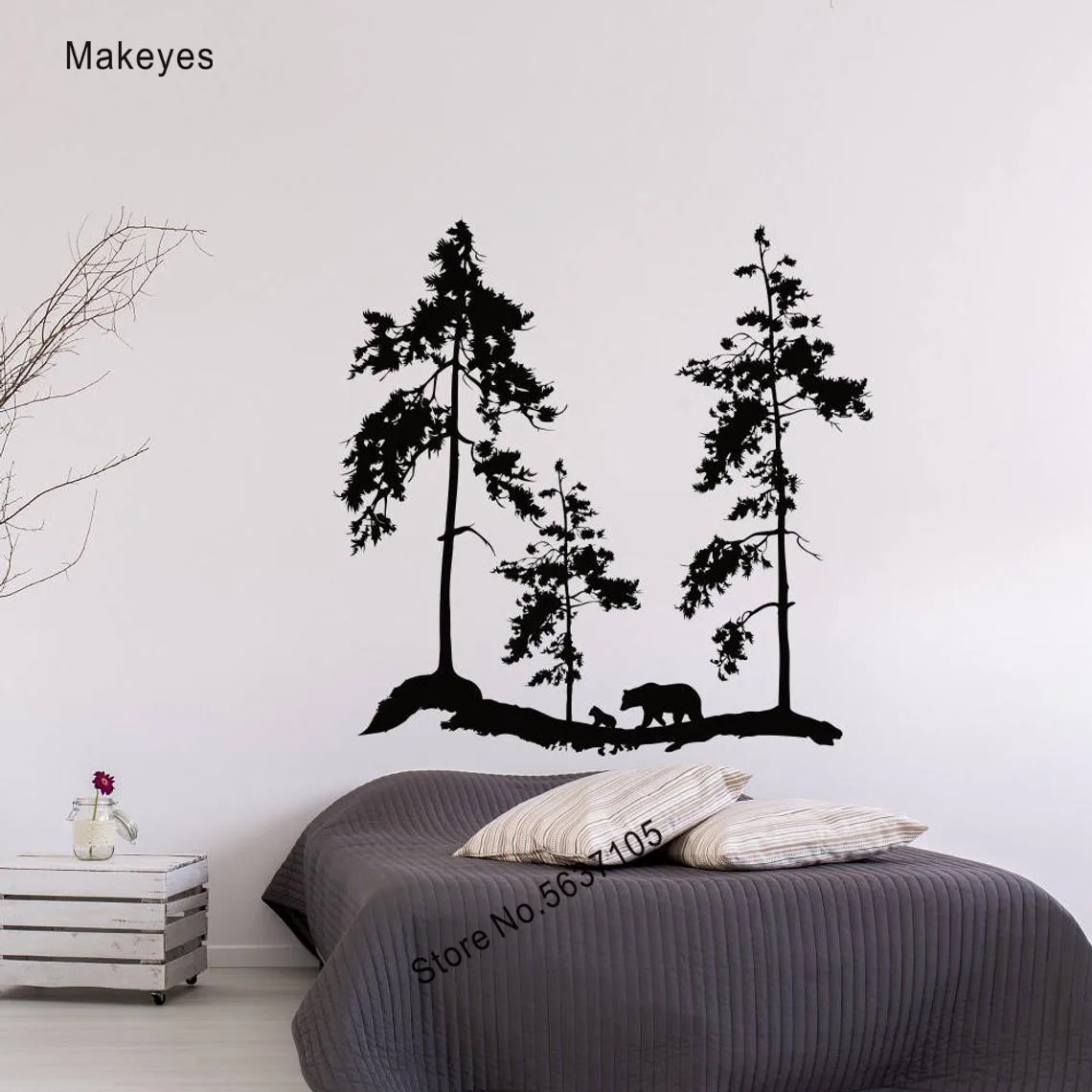 Makeyes лесной наклейки на стену лесную тему деревья Наклейка сосна обои виниловые