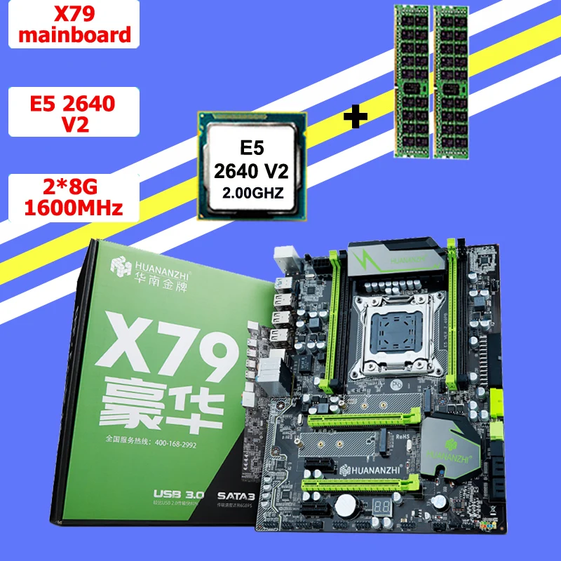 Kaufen ! !!HUANAN V 2,49 X79 Motherboard CPU RAM Combos Xeon E5 2640 V2 CPU (2*8G)16G DDR3 RECC Memorry Alle Gute Geprüft 2 Jahre Garantie