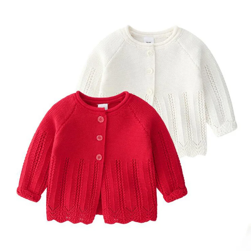 Spring Autumn Baby Cardigan Sweaters Collar Cotton Sweaters Thin Long Sleeve Kids Girl Knitting Coat