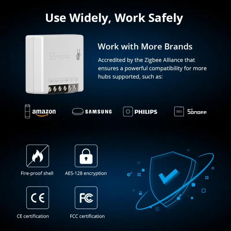 Смарт-выключатель SONOFF ZBMINI Zigbee 3 0 двухсторонний с голосовым управлением |
