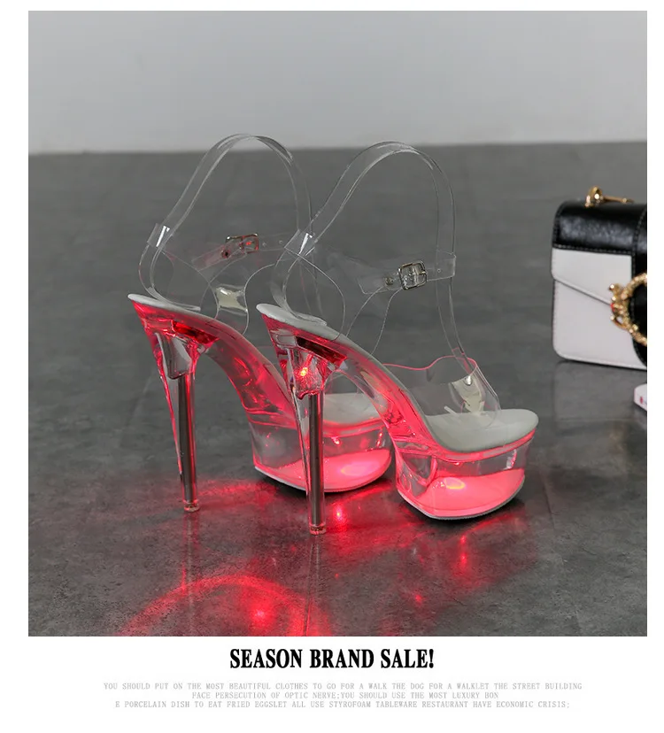 

34-43 sexy super high heel shoes thin heel waterproof platform sandals transparent crystal shoes wedding shoes