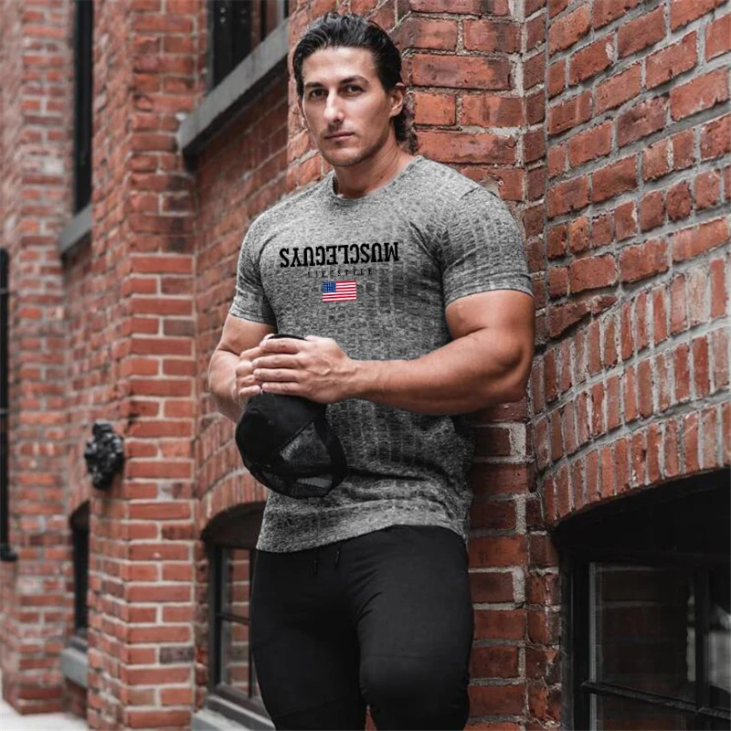 

Summer British Style Short Sleeve Knitted T-Shirts Men Clothes Breathable Fashion O-Neck Slim Fit Business Casual Tee Shirt