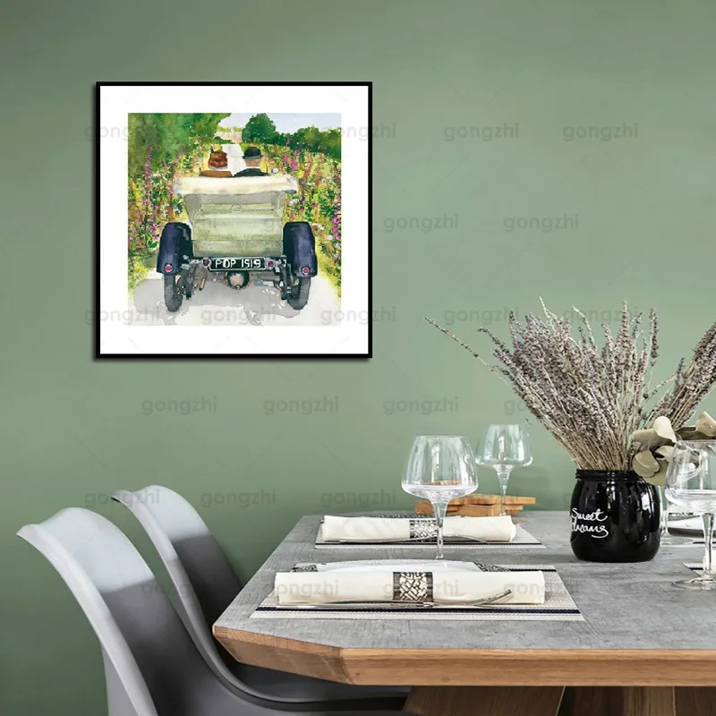 

The Farmer and His Dog Driving Abstract Canvas Painting Wall Pictures for Living Room and Bedroom Nordic Home Decoration Art Pos