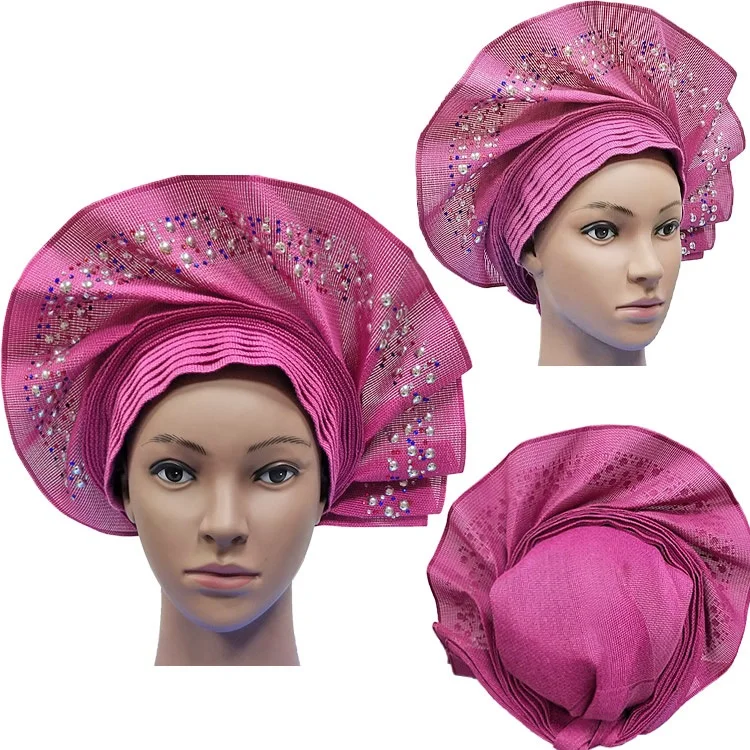 24 Африканский ASO OKE Gele головное украшение высокого качества нигерийский традиционный свадебное использование 013 Авто Gele - Цвет: 24