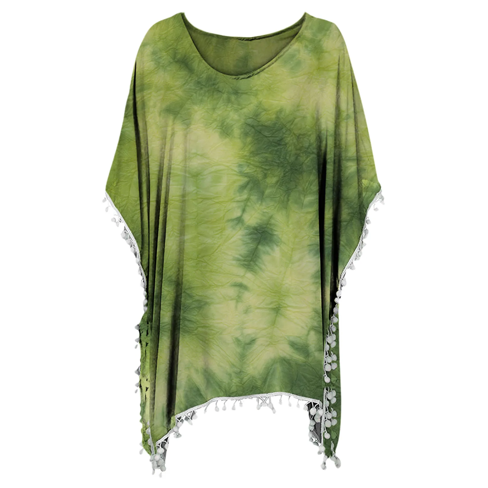 

64# Women Bikini Swimsuit Cover Up Women's Trim Chiffon Tassels Swimwear Beach Loose Bikini Cover Up Tops Sexy Cover Bikini Set