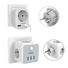 Настенная розетка TESSAN 6 в 1 с 3 розетками переменного тока, 3 USB-порта, 2500 Вт, 5 ВА, адаптер питания с защитой от перегрузки для дома и офиса