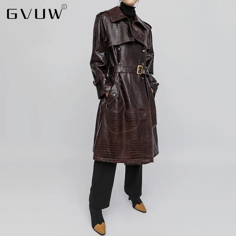 

GVUW Coat Women's Embossed Sheepskin Personality Shenzhen Auying Leather Silhouette Alligator Yu Skin Pattern Clothing KB99416