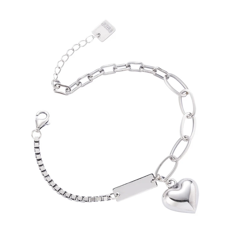 

LouLeur Real 925 Sterling Silver Heart Beach Anklets Elegant Adjustable Box Chain Anklet for Women Summer Fashion Foot Jewelry