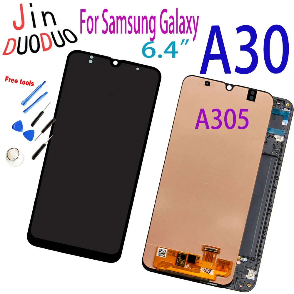 

ЖК-дисплей Amoled 6,4 дюйма для Samsung Galaxy A30, сенсорный экран с дигитайзером для Samsung A30, ЖК-дисплей с рамкой A305/DS, A305FN, A305G, A305GN