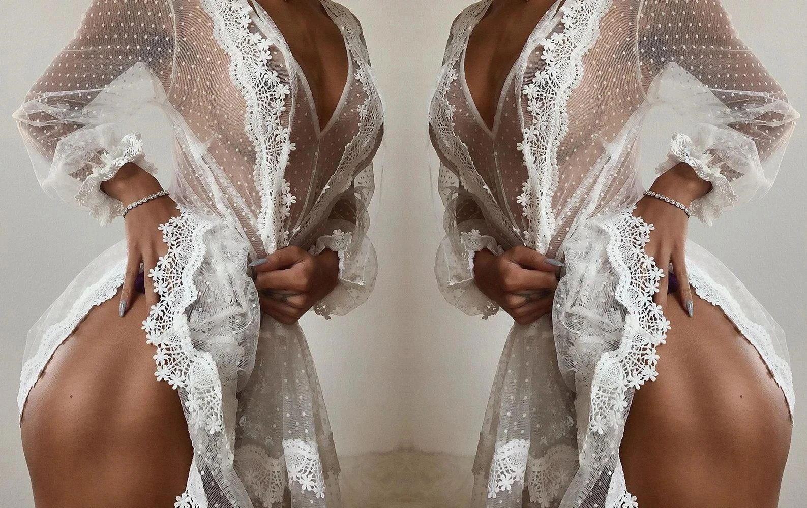 Новое поступление 2021 Женская пикантная ночная рубашка Прозрачная Кружевная