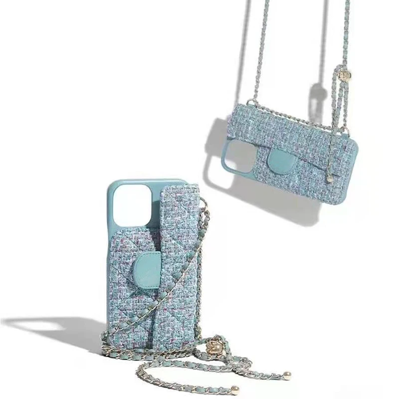 

Luxury Brand New Lambskin Chain Strip Phone Case Crossbody For iPhone 12 Mini 11 Pro XS Max 7 8 Plus XR Back Cover Accessory