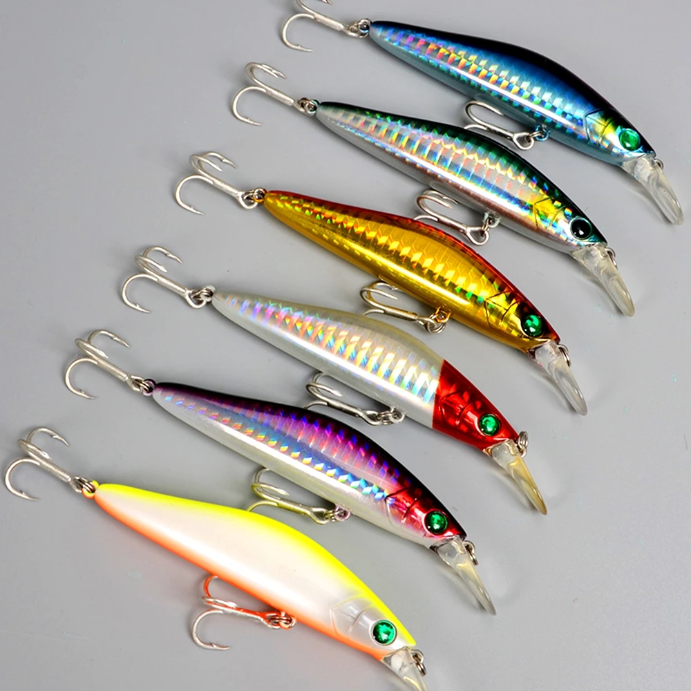 

1Pcs High Quality Laser Fishing Lure Minnow Hard Bait Floating 11g / Sinking 12.6g Fishing Wobblers Tackle 98 mm leurre peche