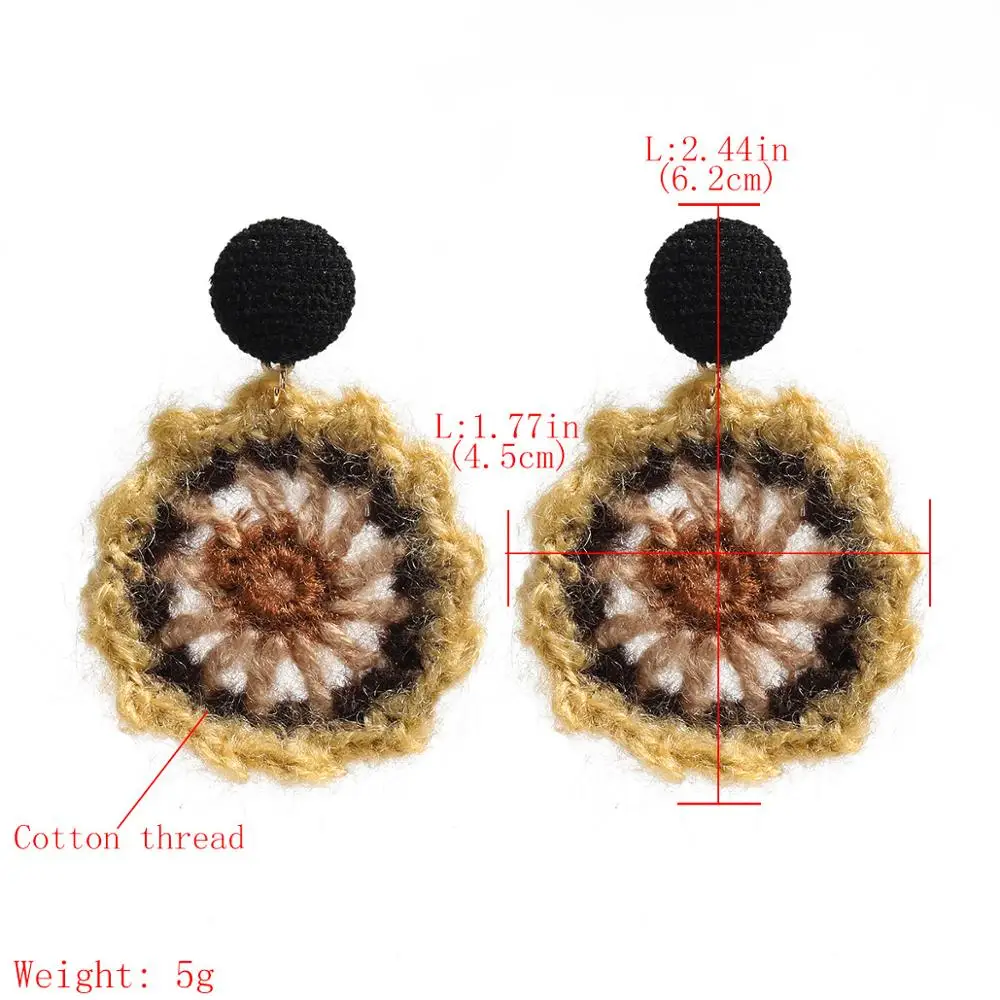 Wgoud Autumn and Winter Cotton Braid Flower Drop Earring Fashion Vintage Style Pearl PU Handmade Dangle Floral | Украшения и