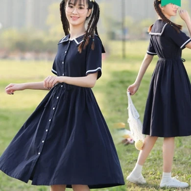 

Летнее платье принцессы в стиле сладкой Лолиты, летнее платье с воротником в морском стиле, тонкое платье для девушек в стиле японских студе...