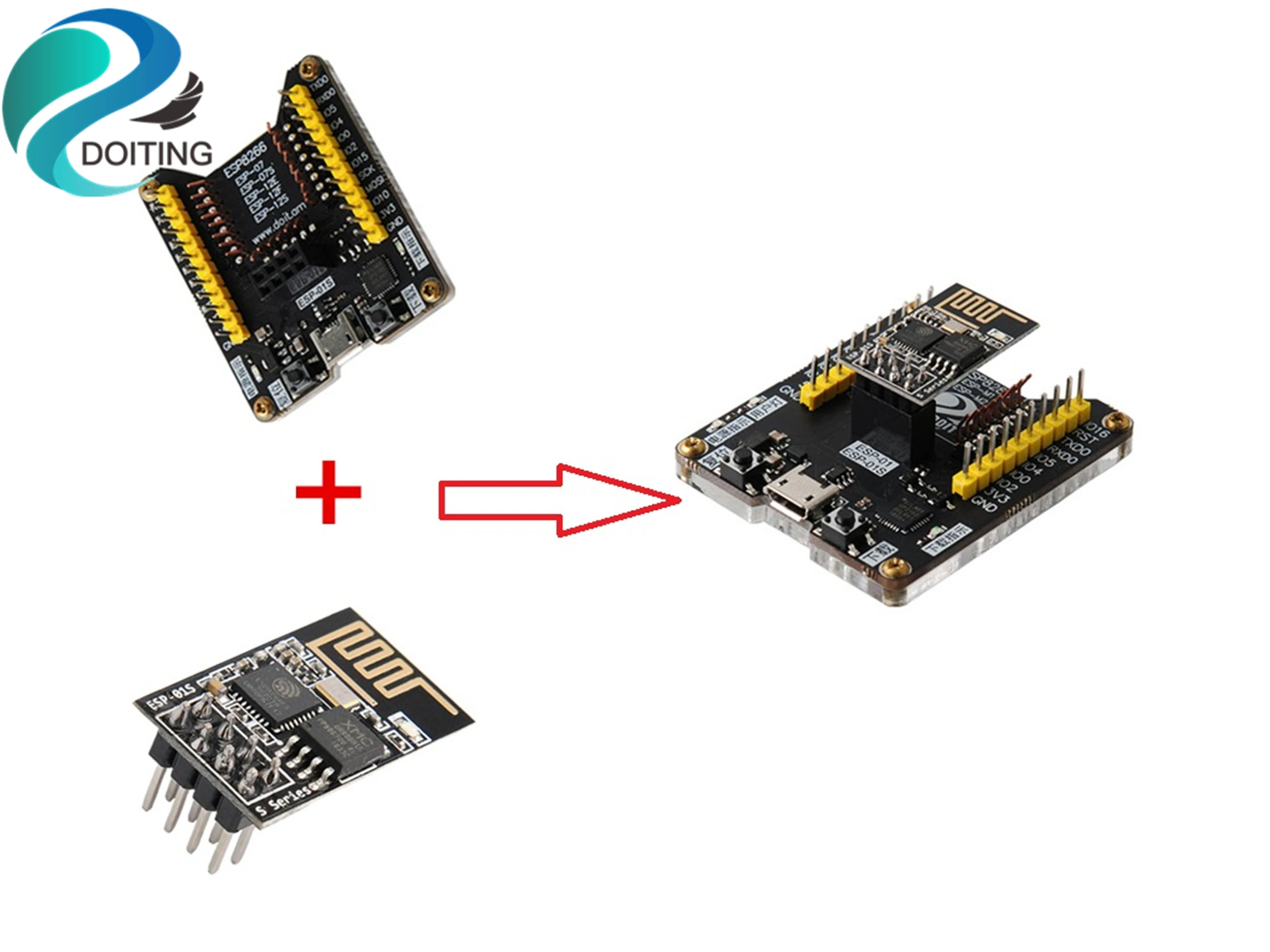 DOITING 5pcs ESP-01s Беспроводной Wi-Fi модуль + ESP8266 макетная плата серийный для