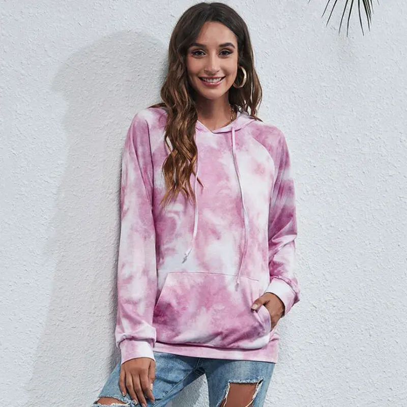 

Женская толстовка с капюшоном, осенне-зимняя Толстовка градиентного цвета с капюшоном, 2021