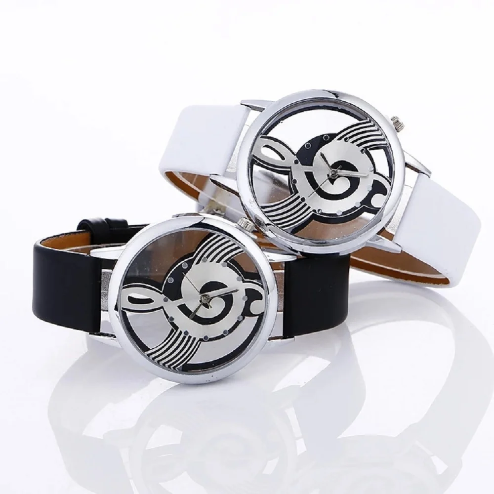 

Female New Luxury Brand Fashion Women 's Dress Quartz Watches Hollow Musical Note Style Stainless Steel Reloj Mujer