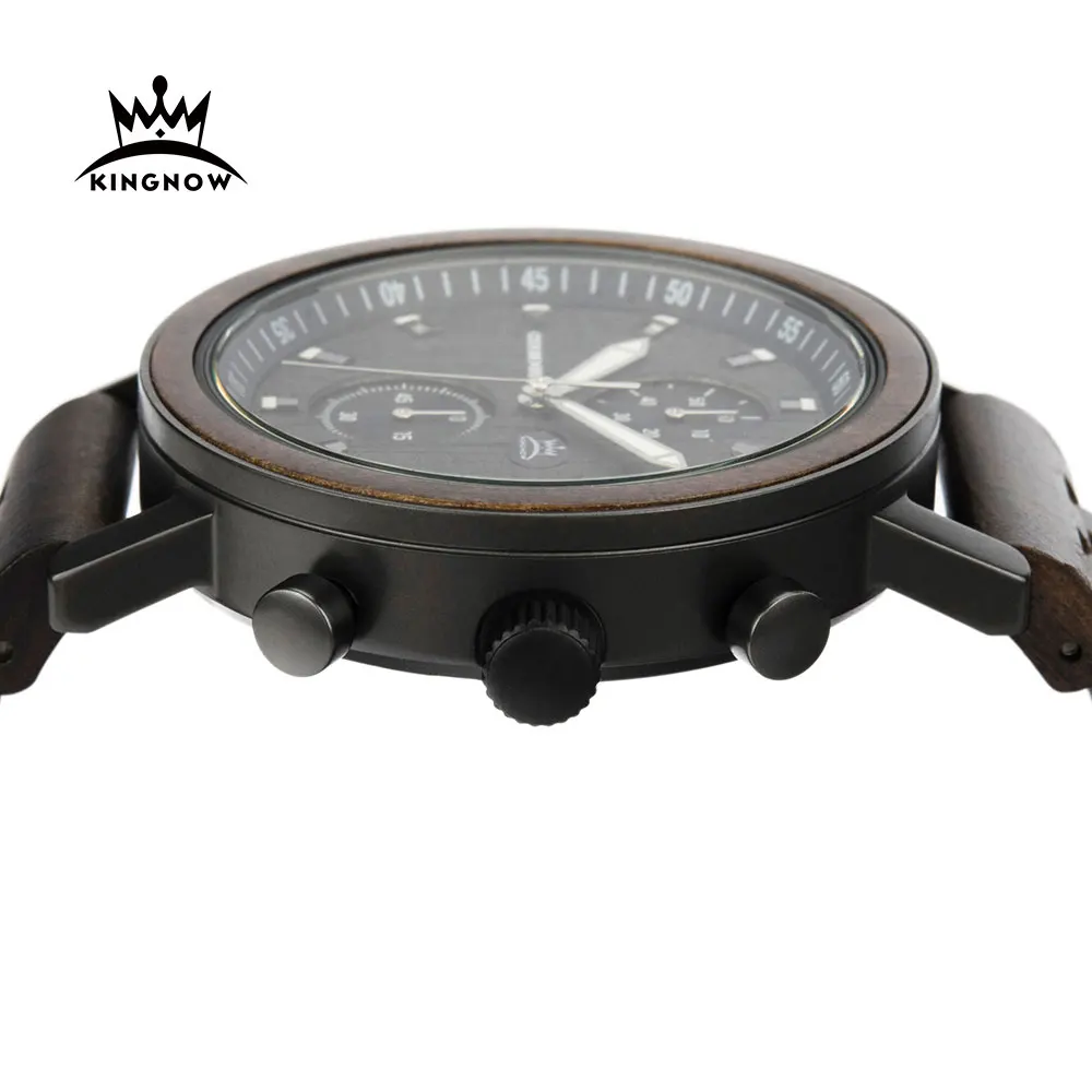 KINGNOW Wooden Men's Watches for Men Quartz Wristwatch Luminous Male Watch Men Auto Date Man Watch Chronograph Relogio Masculino enlarge