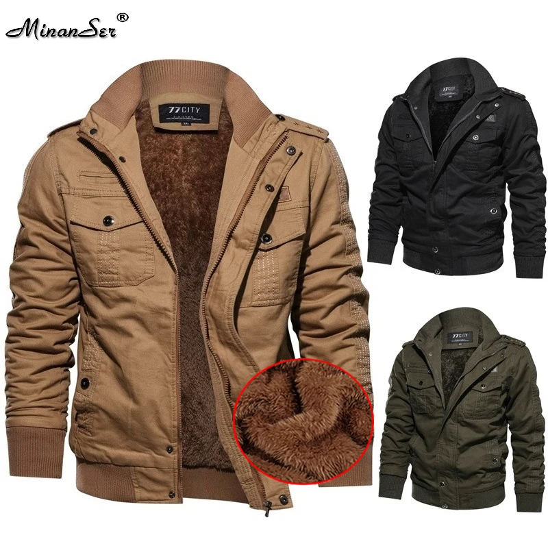 

Winter Jacket Men Military BomberAir Force Cargo Pilot Army Coat Casual Thermal Thicken Wool Liner Tactical Cotton Jackets