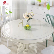 Round PVC Transparent Tablecloth 1.5mmTable Cloths Waterproof Kitchen Pattern Oil Table Cover Glass Soft Cloth Dining Table Mat