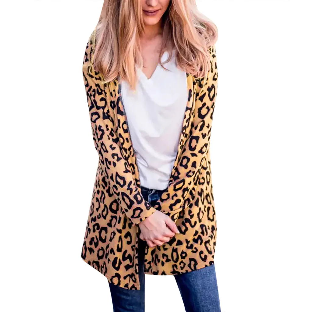 Женская теплая куртка с леопардовым принтом винтажная верхняя одежда свободного