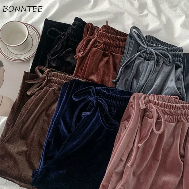 

Pants Women Autumn Chic Simple Vintage Fashion High Waist All-match Ladies Trouser Soft Daily Wide-leg Femme Clothing Stylish