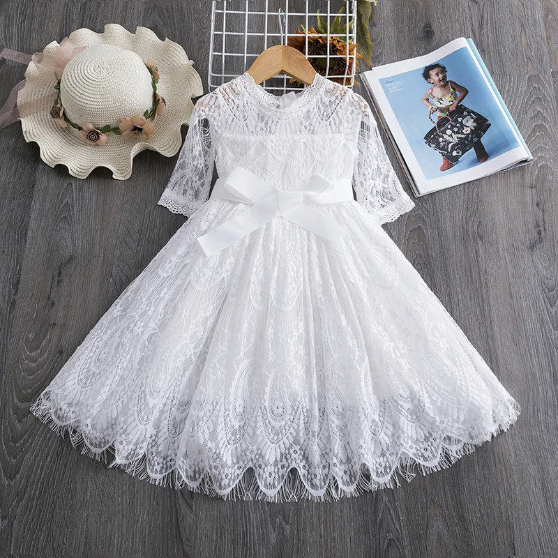 Г. Новогодние красные вечерние платья для девочек, кружевное платье принцессы Повседневная одежда осенне-зимняя детская одежда с длинными рукавами