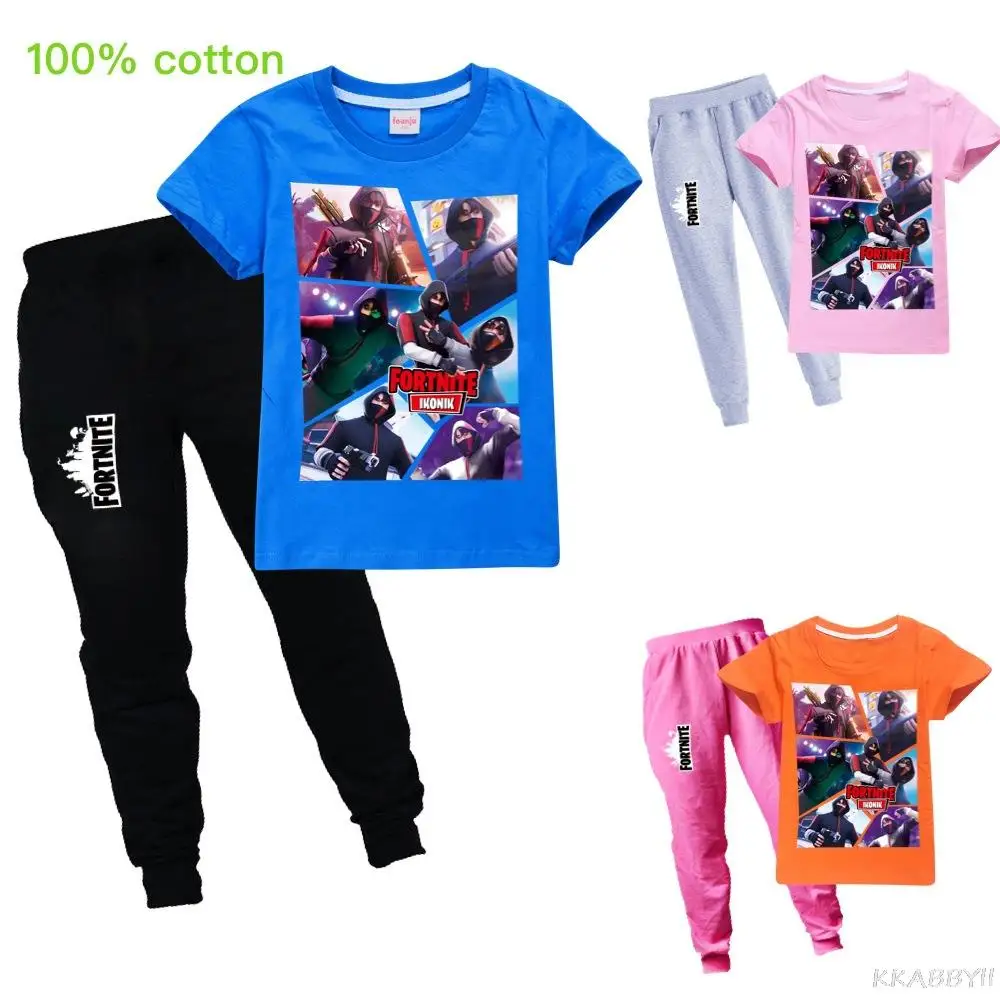 Комплект весенней одежды Fortnites одежда для девочек Детская футболка с мультяшным