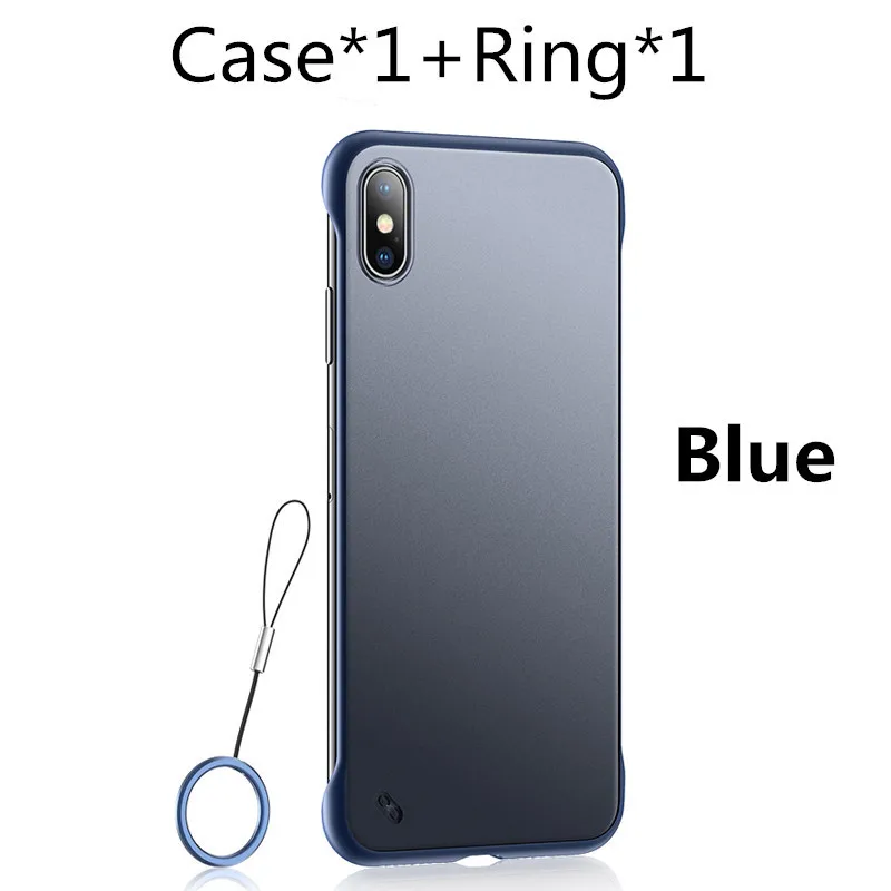 Blue Case and Ring KoisAcase выполненные Прозрачный матовый жесткий чехол для телефона для samsung S8 S9 S10 Plus Note 8, 9, 10, A50 A60 A70 A80 чехол для телефона с кольцевым - Цвет: Blue Case and Ring