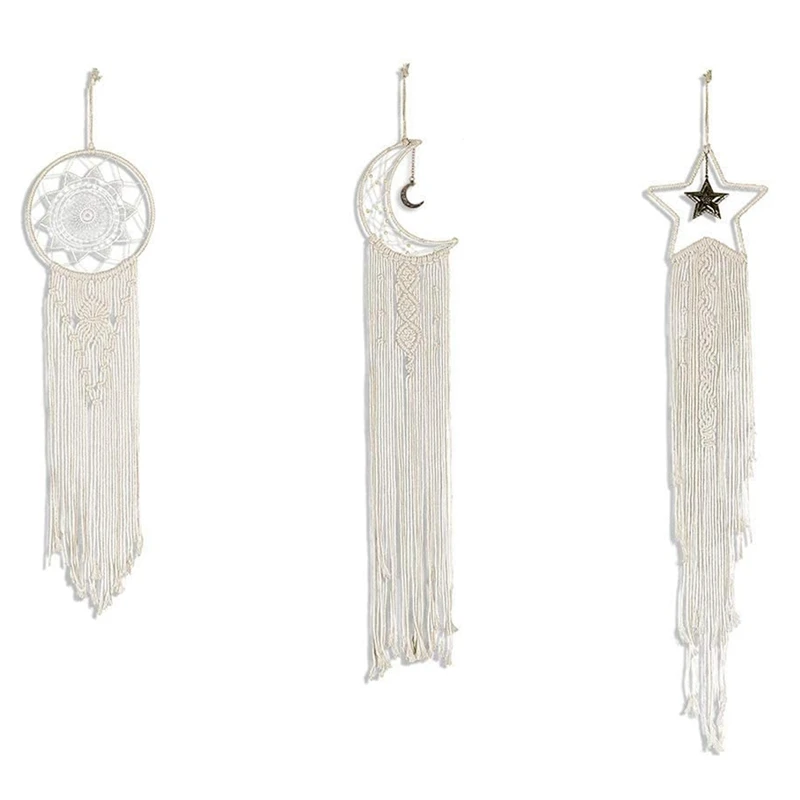 

Hot-Dream Catcher Dream Catcher Wall Decor Hanging Wall Decor Wall Hanging Sun & Moon & Star Decoration Craft Gift 3Pcs