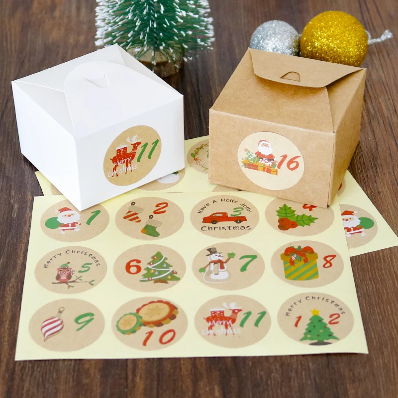 96 шт. рождественские подарочные наклейки бумажные с номером календаря вечерние