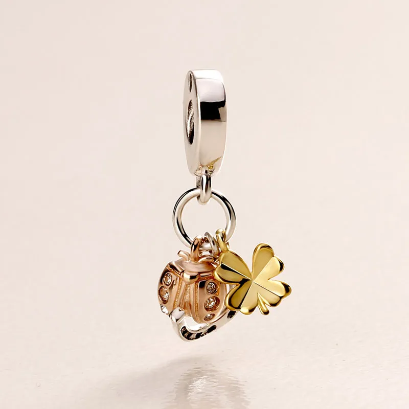 

Genuine 925 Sterling Silver Rose, Shine & Silver Horseshoe, Clover & Ladybird Charm Fit pan Bracelet & Necklace Jewelry